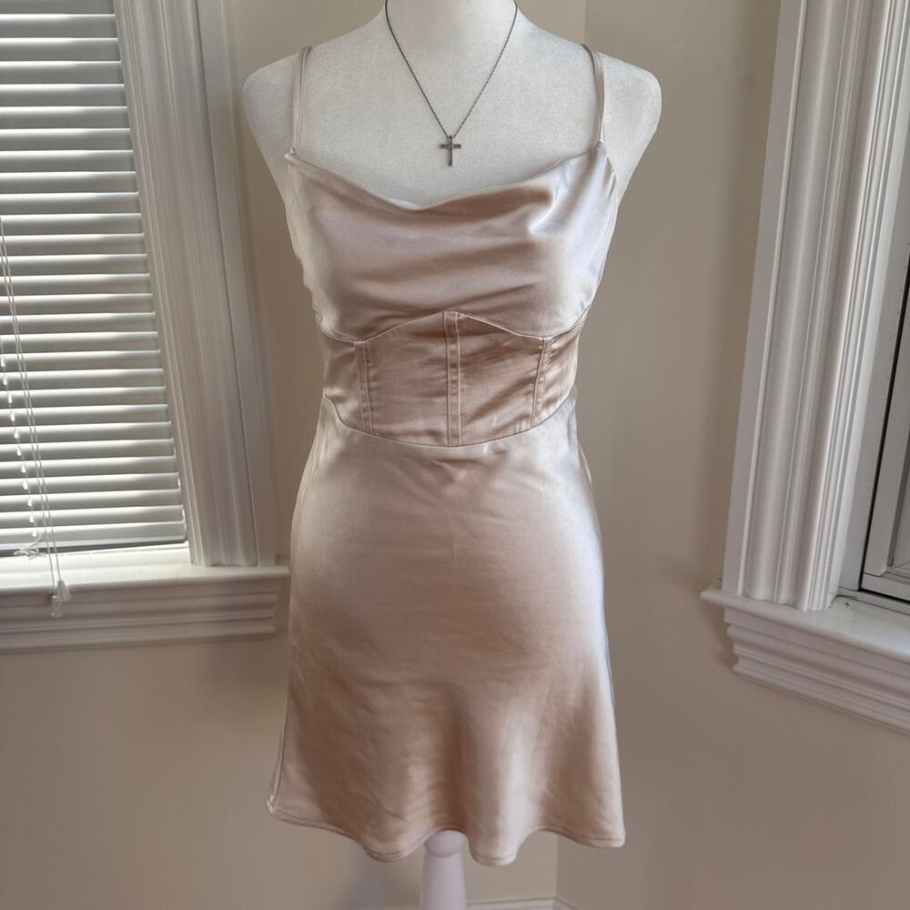 Princess polly satin mini dress with corset detail
